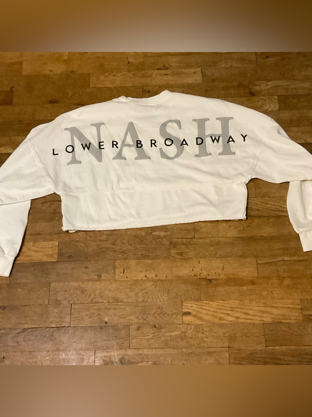 Official Spirit Jersey Brand, White Nashville Lower Broadway Cropped Long Sleeve